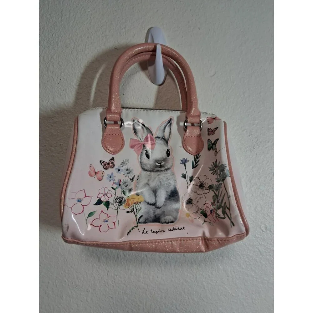 H&M Small Purse Bag Bunny Easter Clutch Pink Cute Girl Boho Floral Butterfly AK1